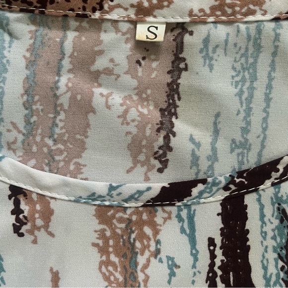 Casual summer flowy A-line dress S multicolor random vertical stripe mini - Picture 14 of 16